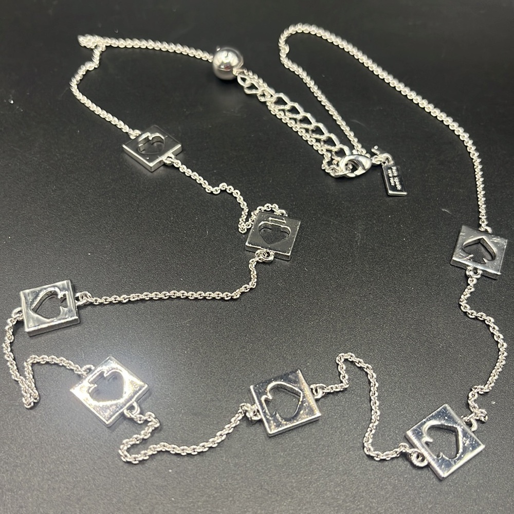 Kate Spade New York Silver Tone Hole Punch Spade Long Necklace 30" Long